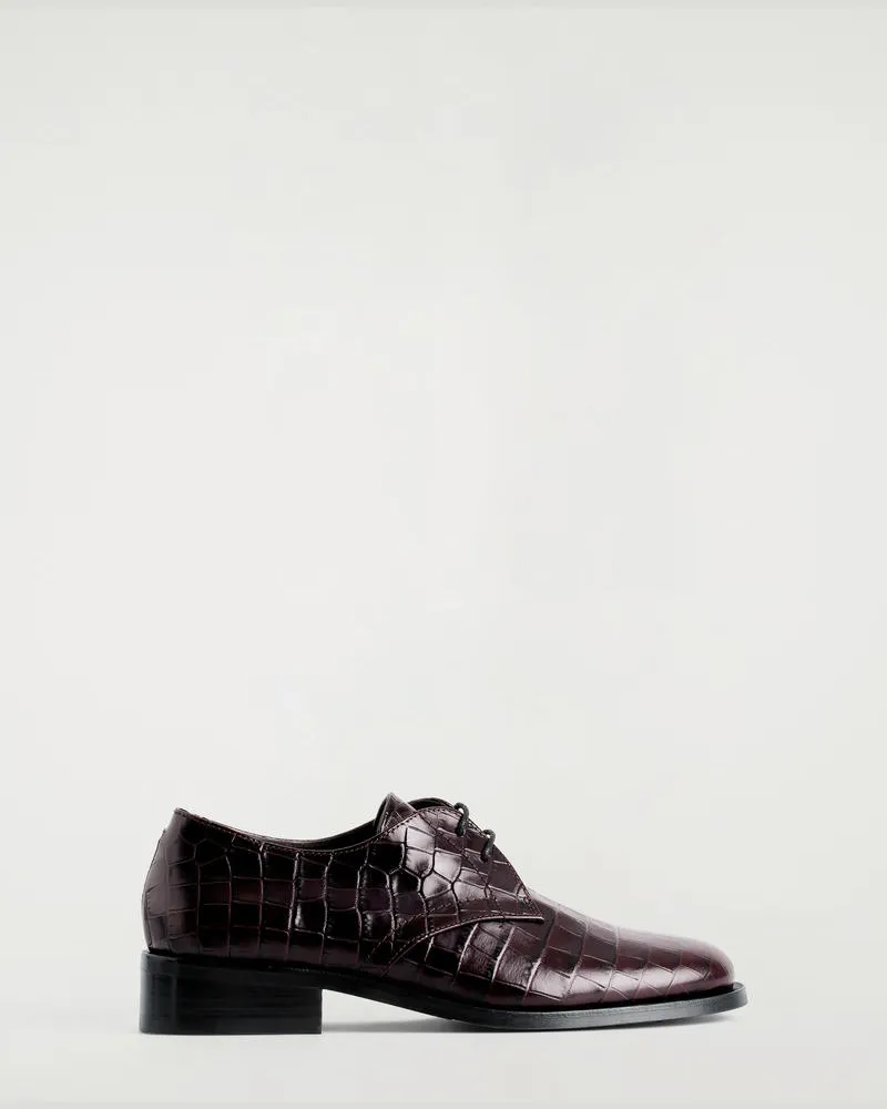 COS Derby Schuhe Aus Leder In Krokodiloptik Braun