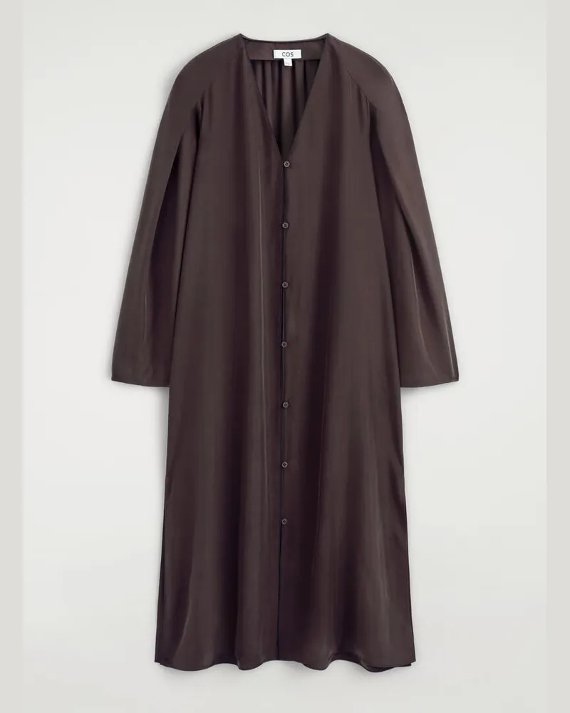 COS Midikleid Aus Seide Mit Raffungen Braun