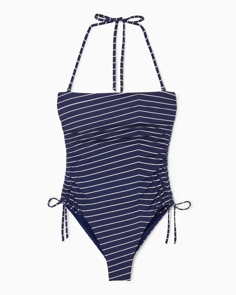 COS Bandeau-Badeanzug Mit Rüschen Blau