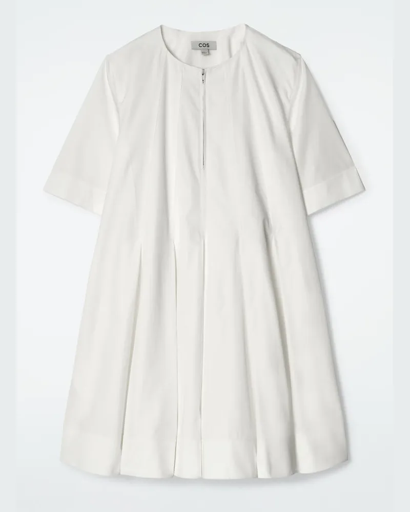 COS Minikleid Aus Baumwolle Mit Reissverschluss Weiß
