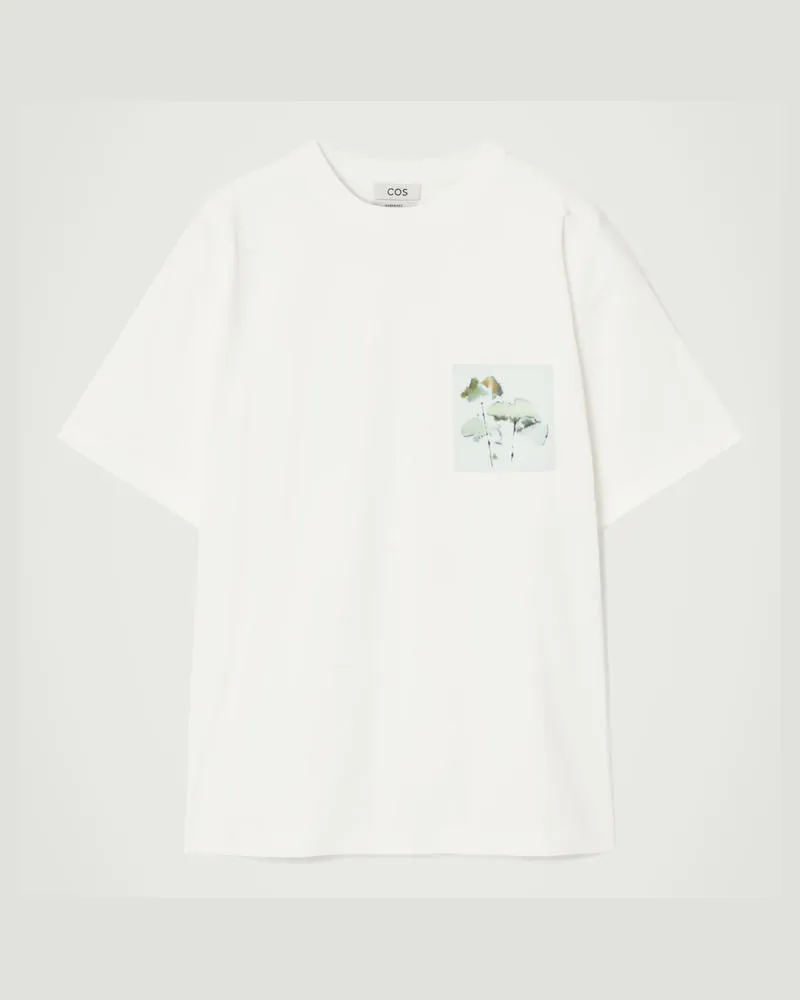 COS Oversized-T-Shirt Aus Baumwolle Mit Print Weiß