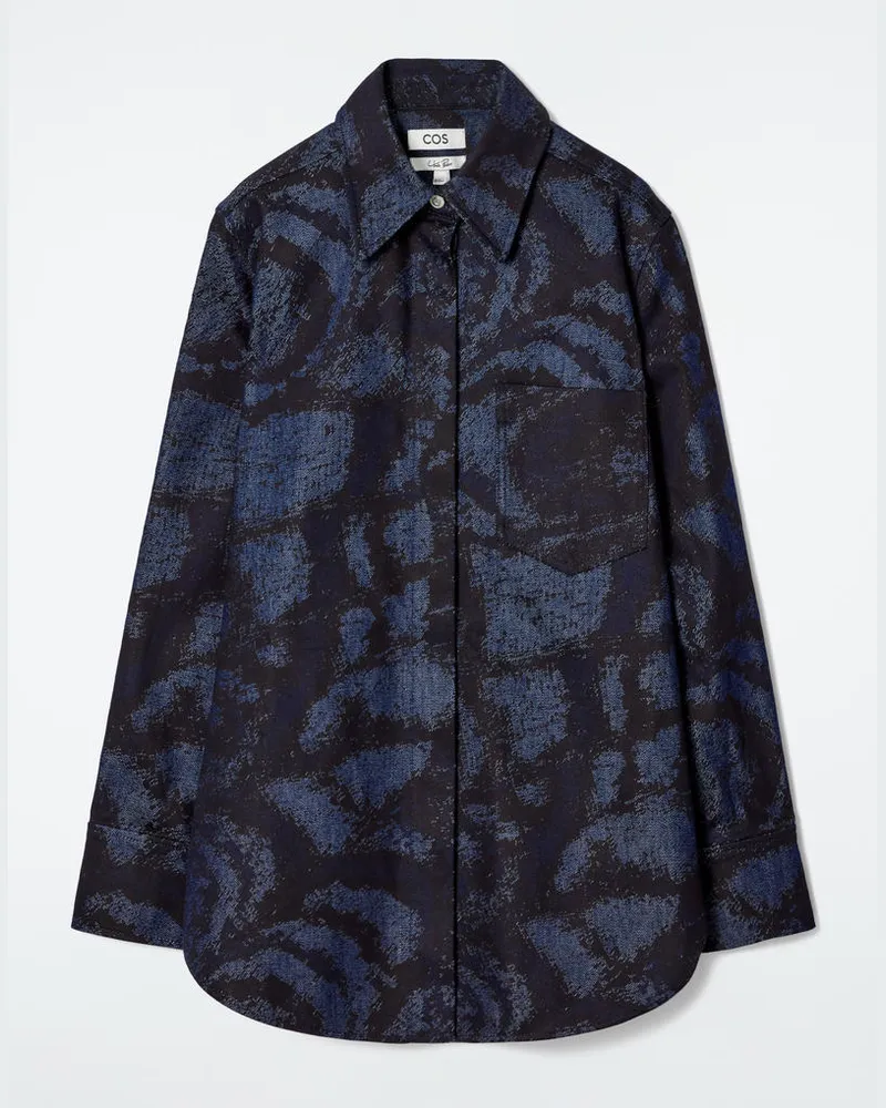 COS Jacquard-Jeanshemd Mit Normaler Passform Blau