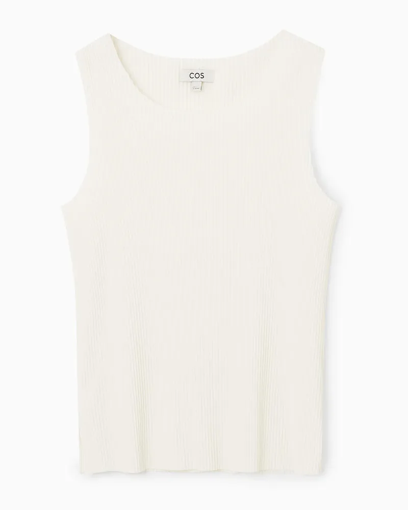 COS Geripptes Tanktop Weiß