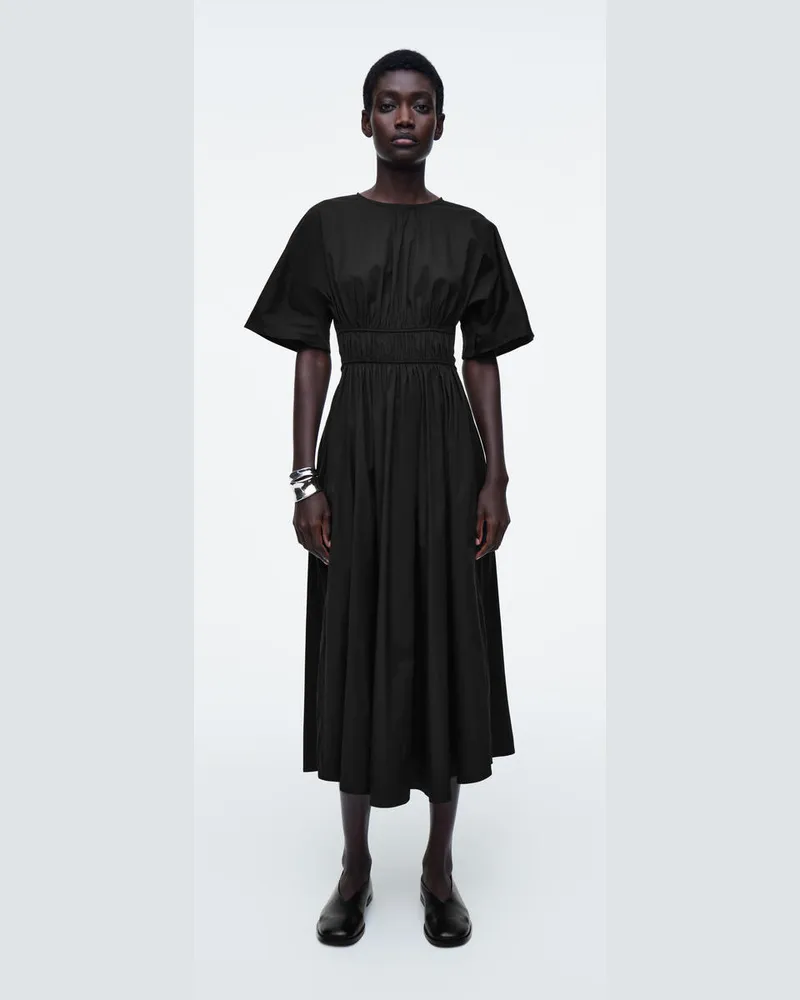 COS Midikleid Mit Rückenausschnitt Und Raffungen Schwarz