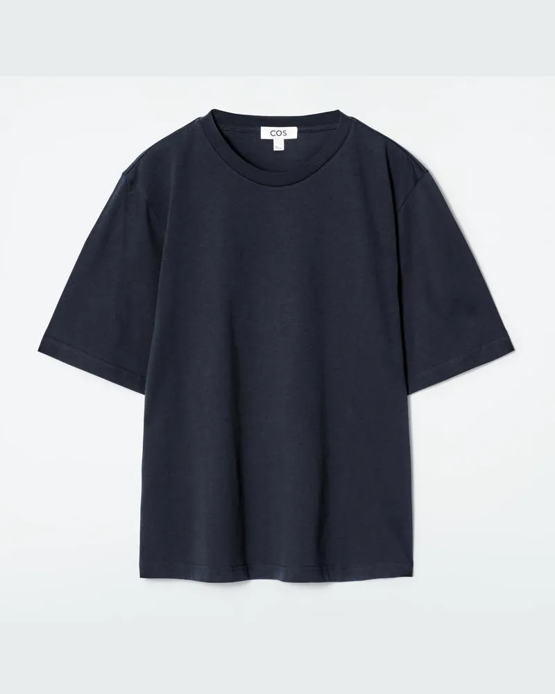 COS Lockeres T-Shirt Aus Baumwolle Blau
