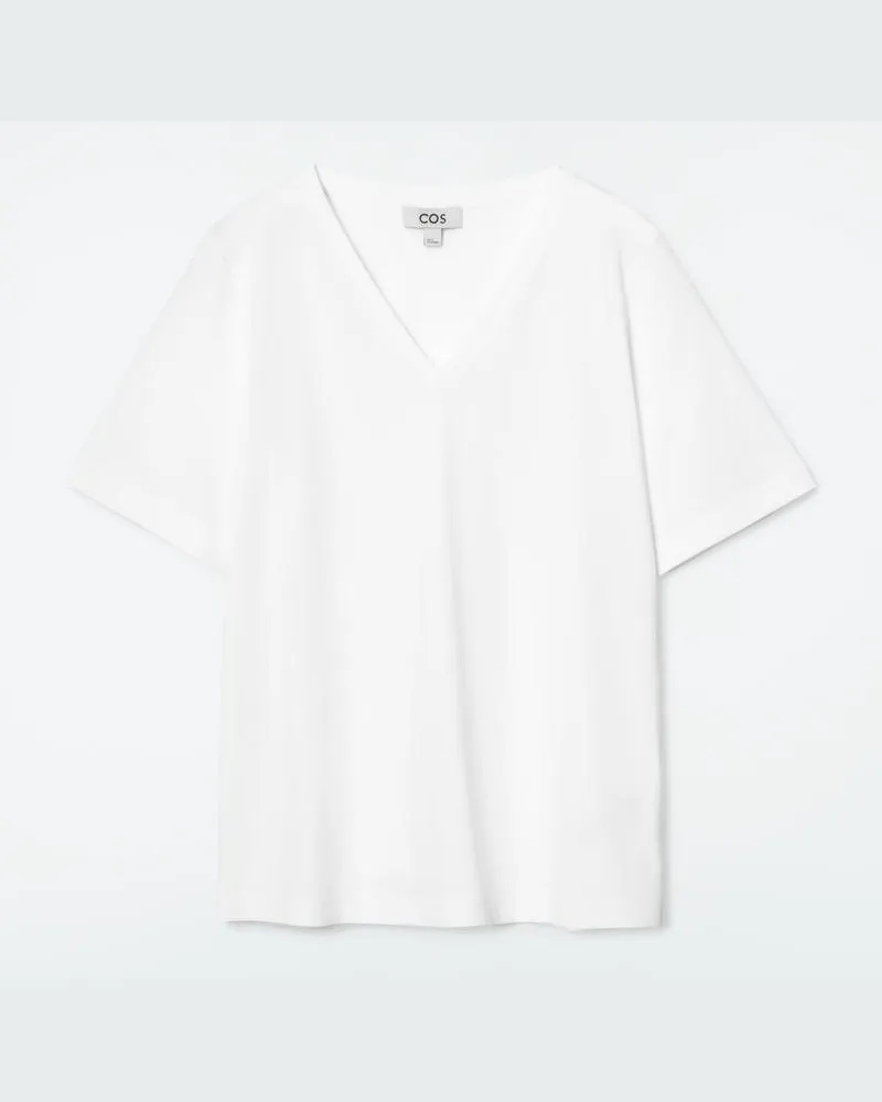COS Alltags-T-Shirt Mit V-Ausschnitt Weiß