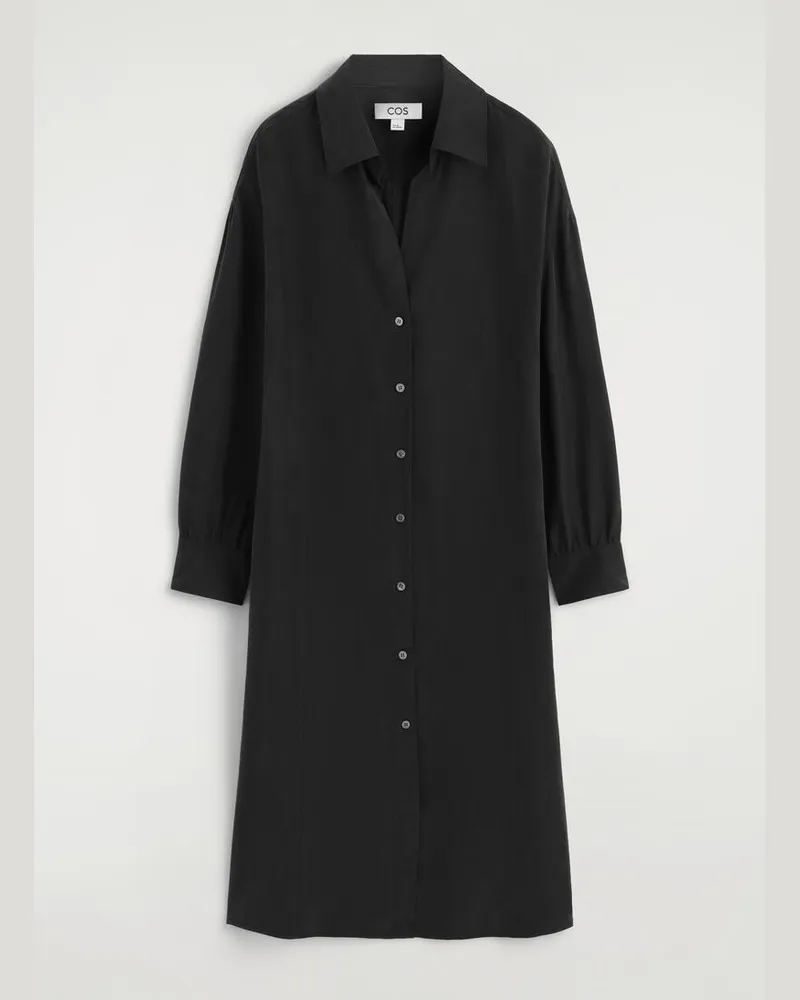 COS Hemdkleid Aus Seide In Knitteroptik Schwarz