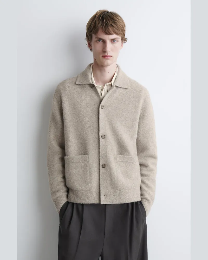 COS Strukturierter Cardigan Mit Kragen Grau