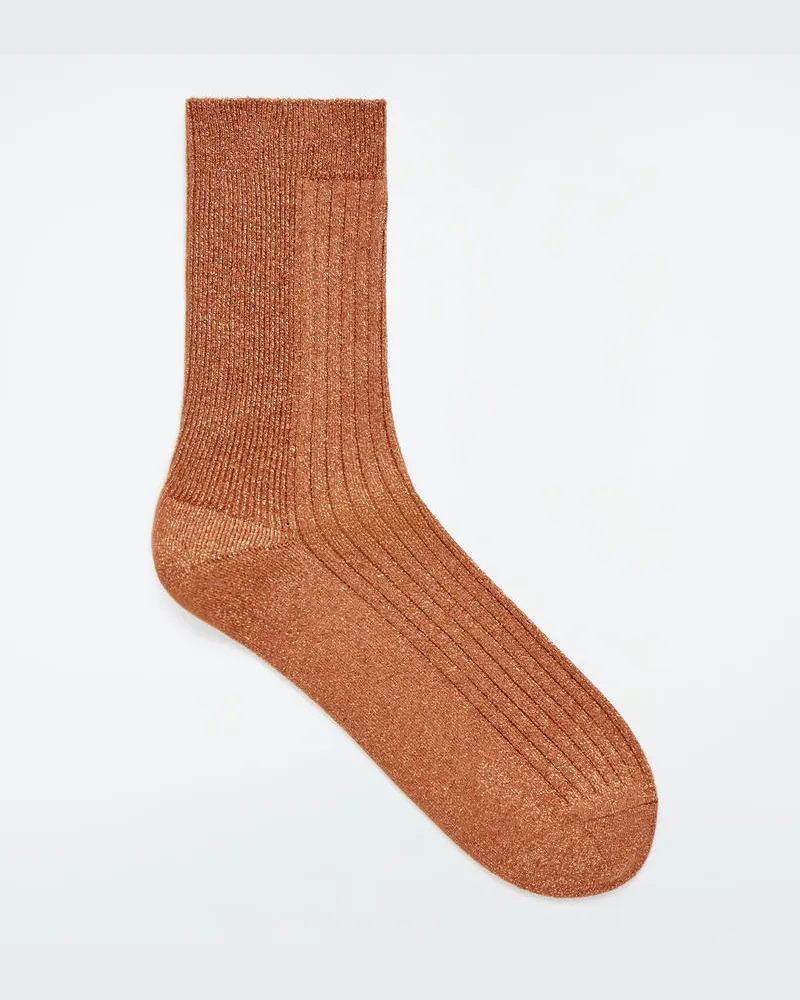 COS Gerippte Socken Aus Lurex Bronze