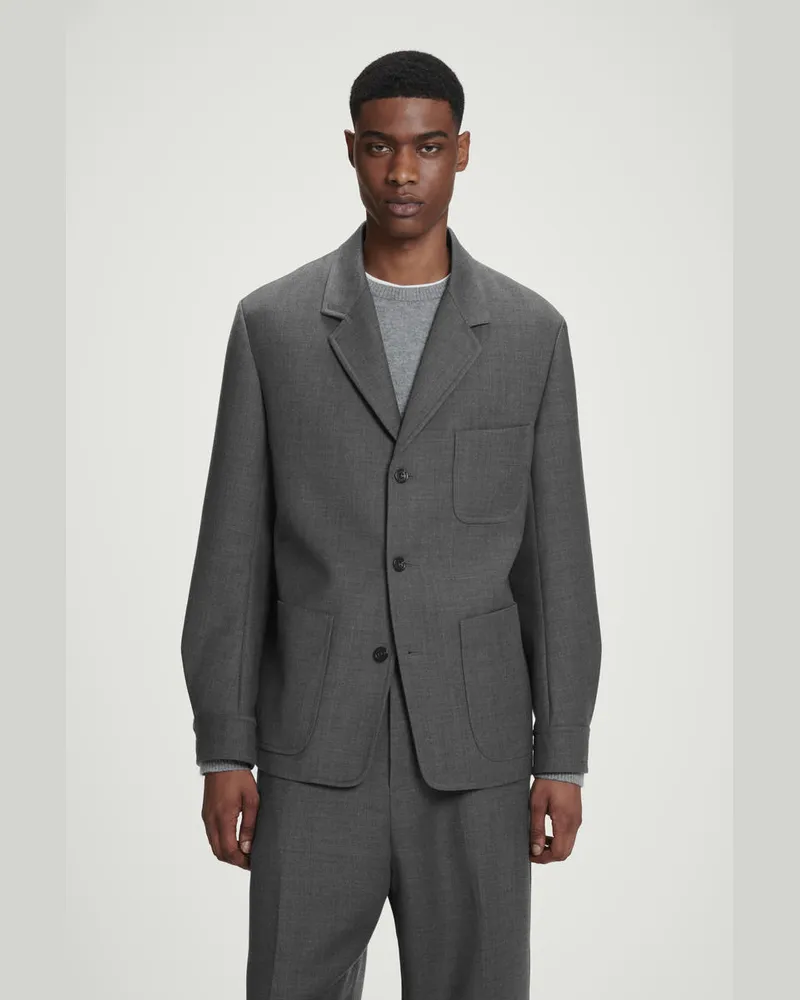COS Unstrukturierter Blazer Aus Merinowoll-Mix Grau