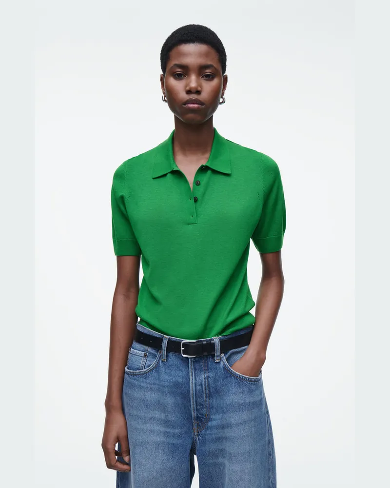 COS Poloshirt Aus Merinowoll-Mix Grün