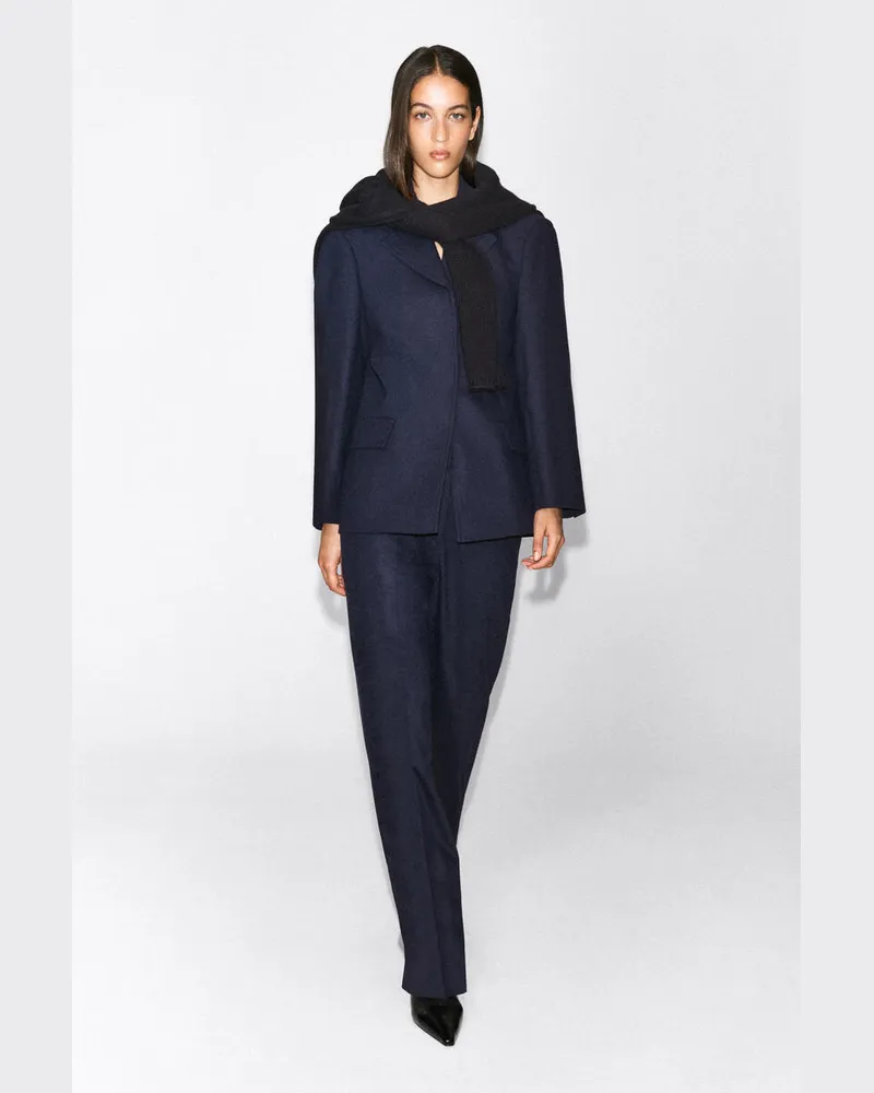 COS Strukturierter Blazer Aus Woll-Mix Blau