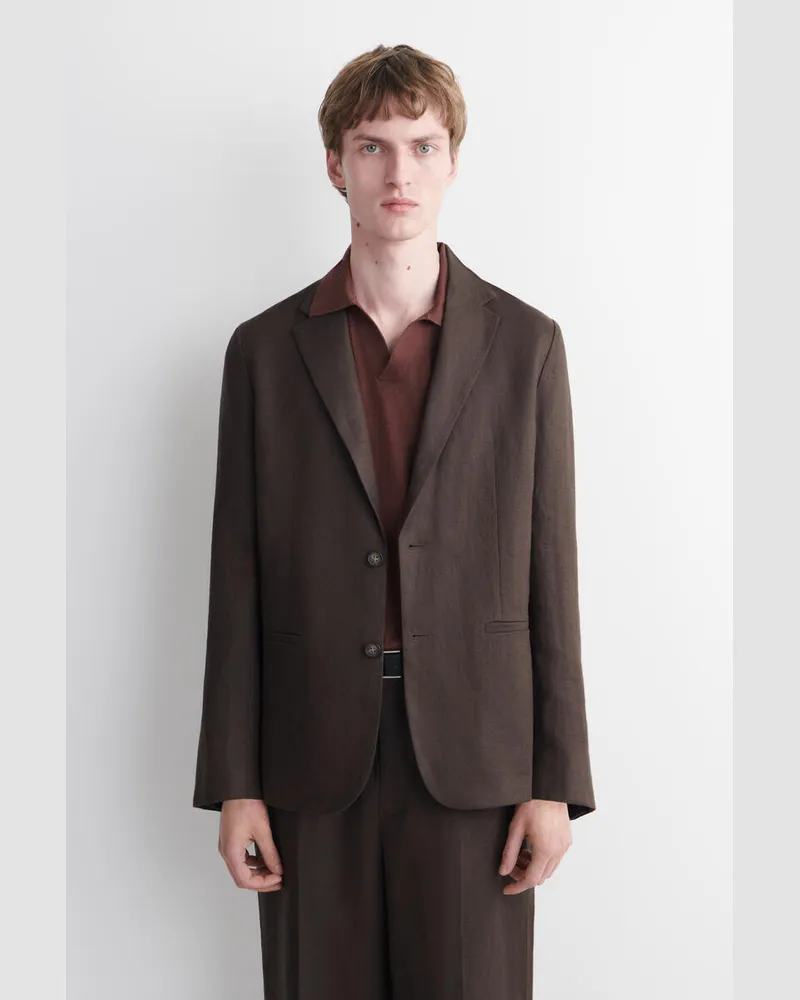COS Einreihiger Blazer Aus Leinen Braun