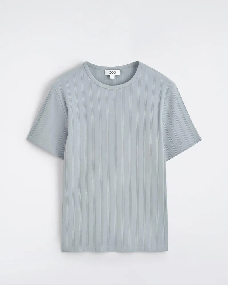 COS Schmal Geschnittenes T-Shirt Aus Baumwolle Grau