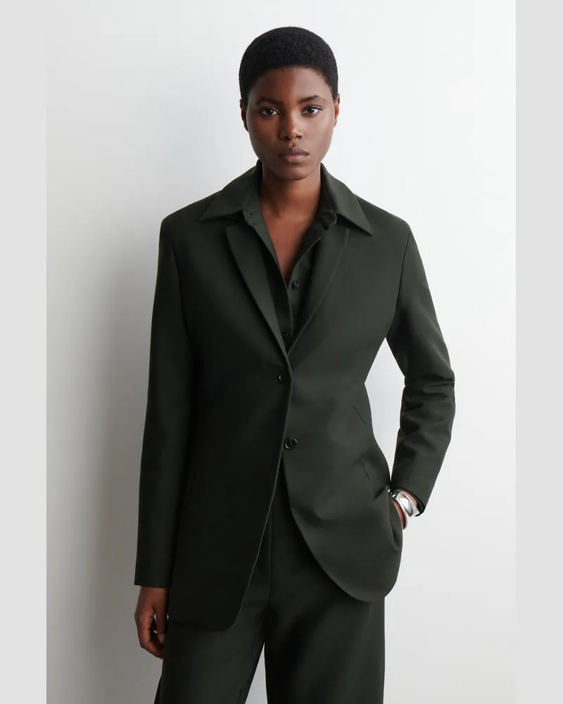 COS Langer Blazer Aus Woll-Mix Grün