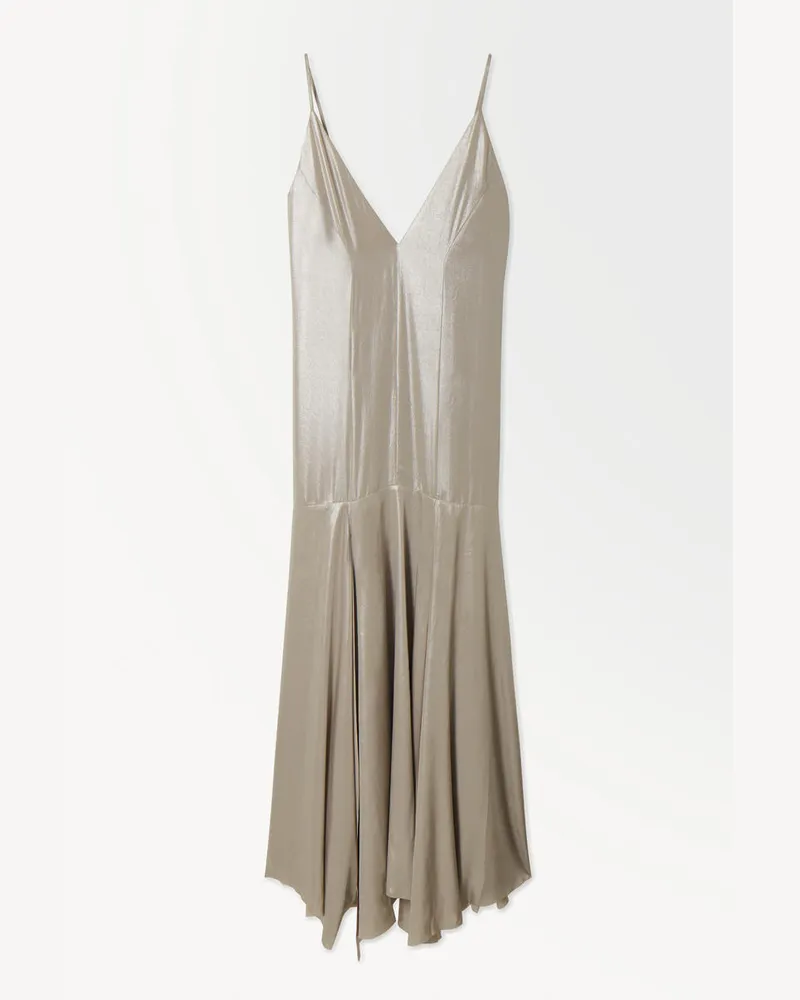 COS Das Ausgestellte Slipdress In Metallic-Optik Silberfarben