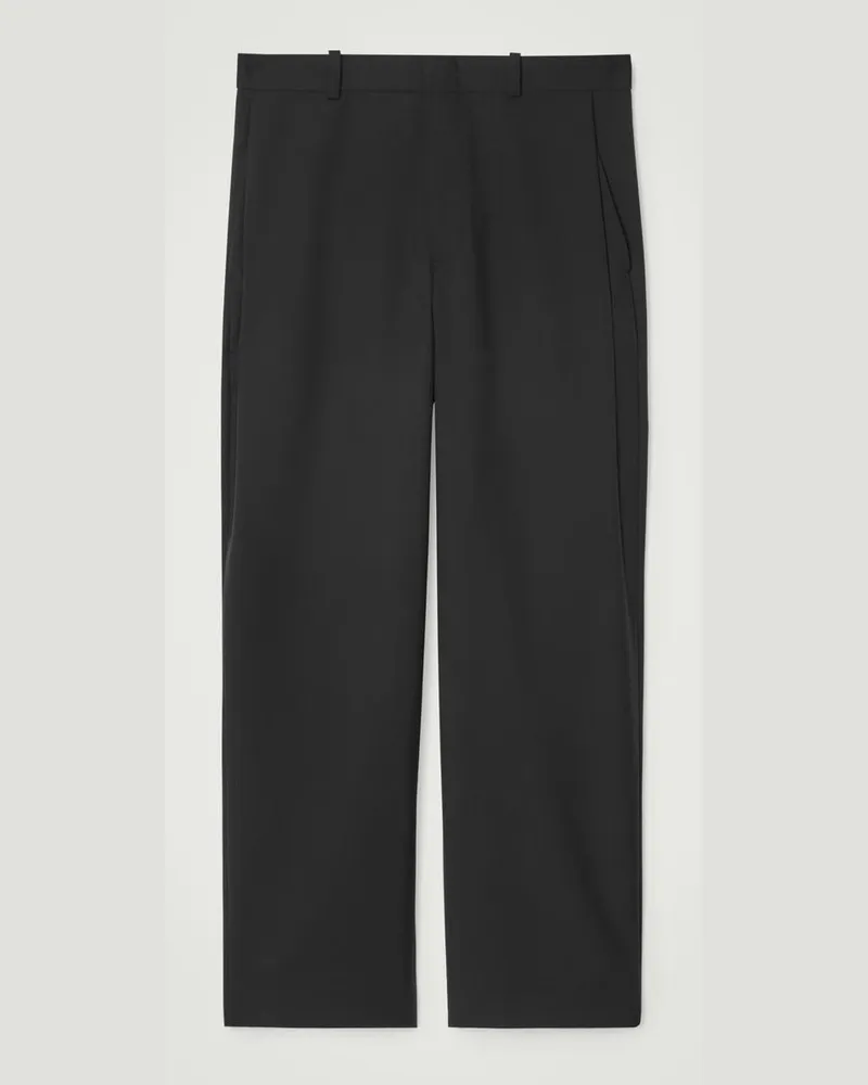 COS Melierte Hose Aus Woll-Hopsack - Weites Bein Schwarz