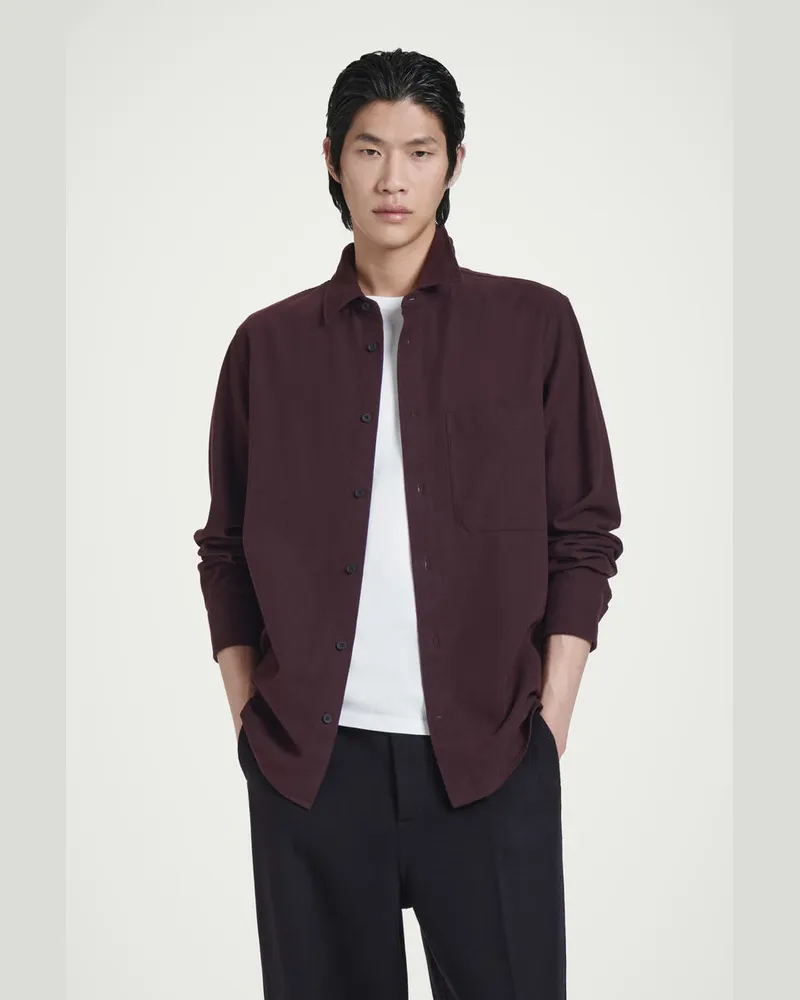 COS Lockeres Hemd Aus Gebürstetem Baumwoll-Mix Rot