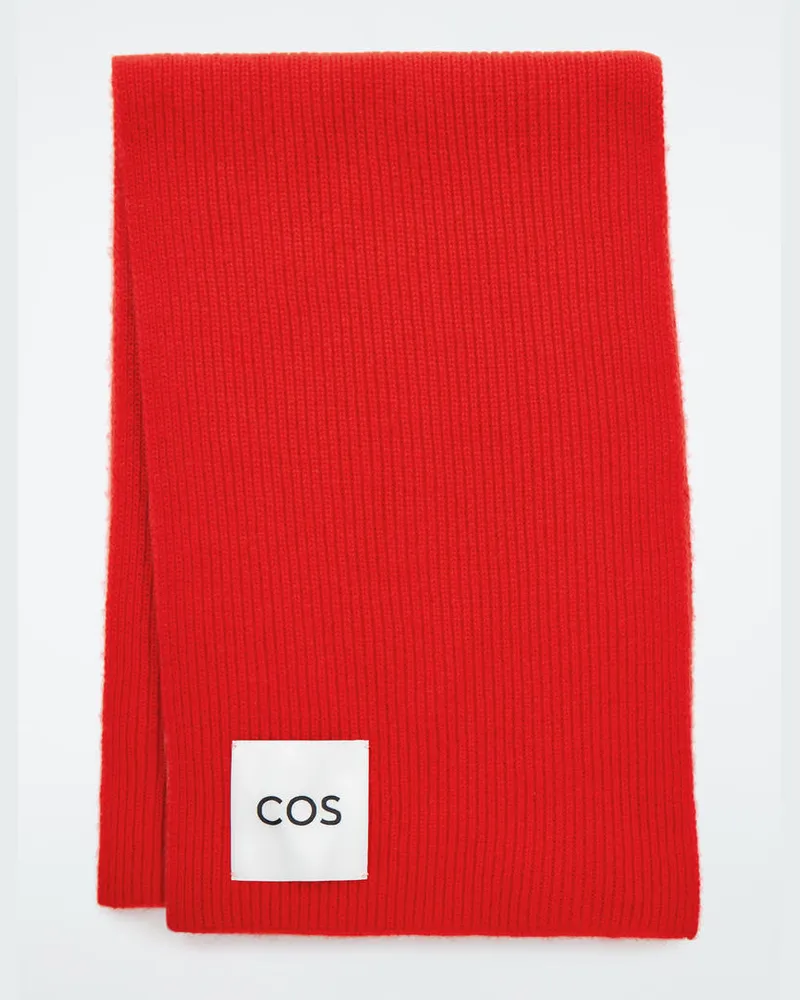 COS Gerippter Schal Aus Wolle-Kaschmir-Mix Rot