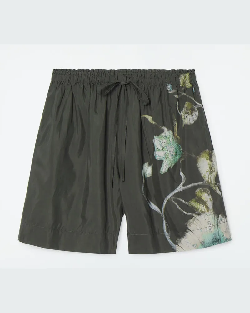 COS Shorts Mit Floralem Motiv Und Kordelzugbund Grau