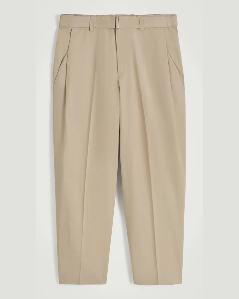 COS Schmal Zulaufende Baumwollhose Mit Gürtel Beige