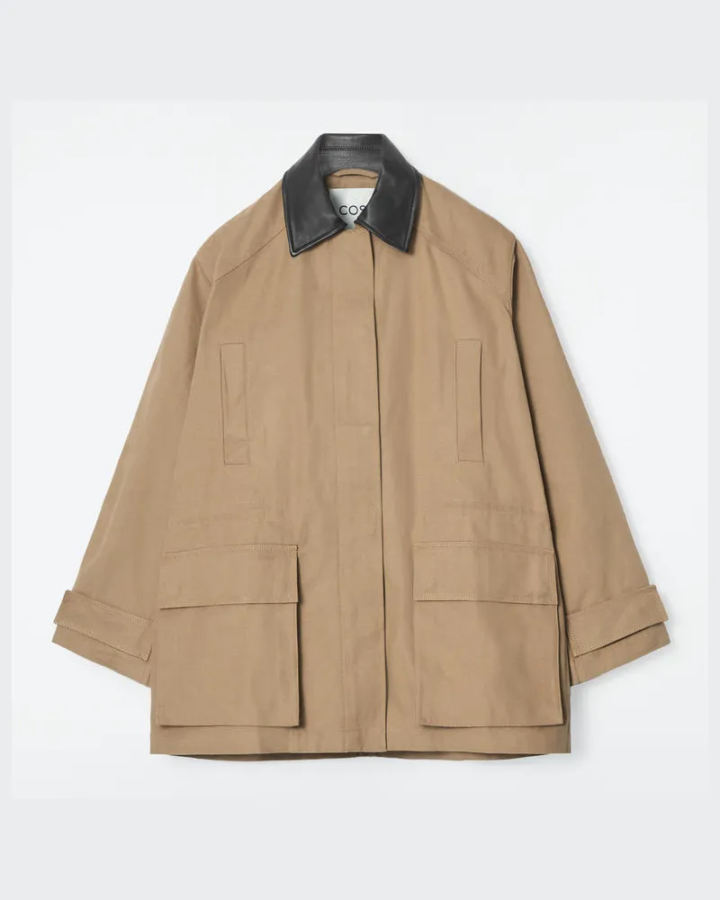 COS Feldjacke Mit Lederkragen Beige