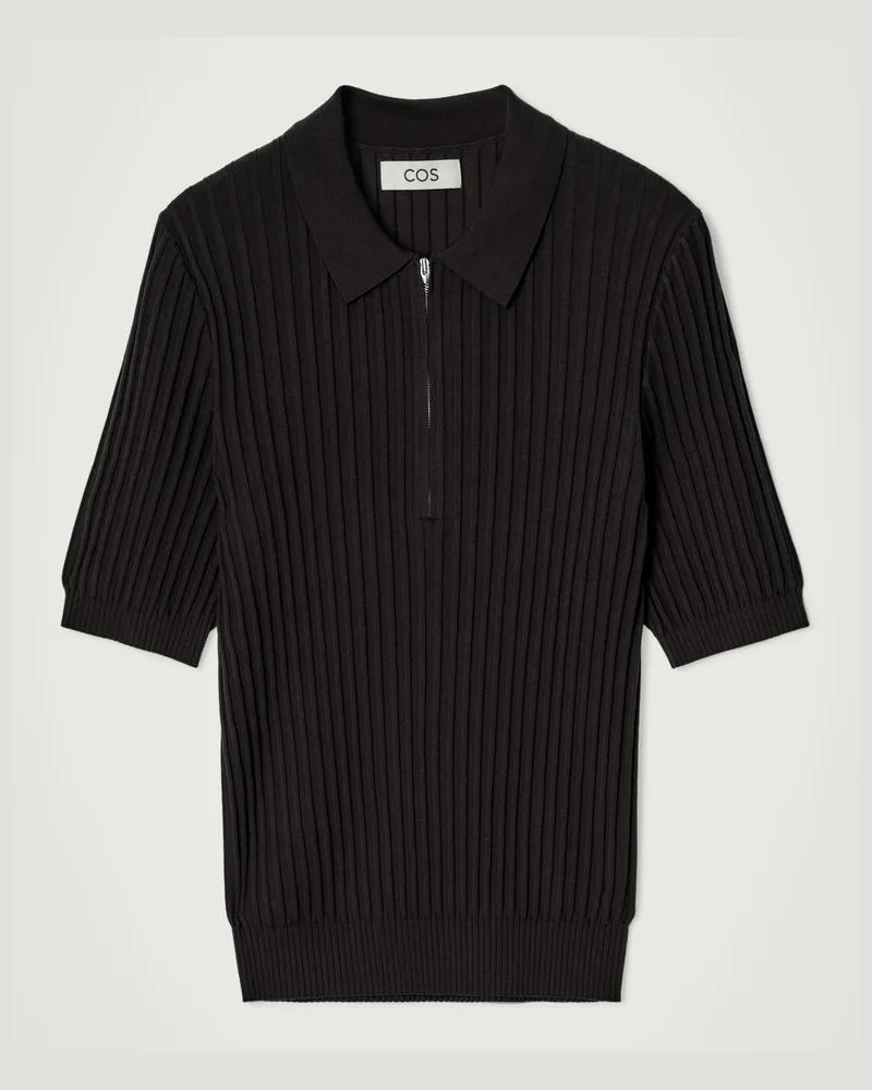 COS Poloshirt Aus Seiden-Baumwoll-Mix Blau