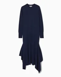 COS Midikleid Aus Merinowolle Mit Zipfelsaum Navyblau