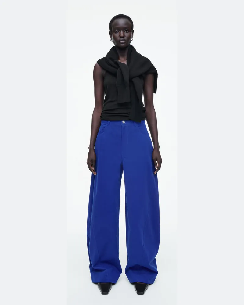 COS Dekonstruierte Baumwollhose Mit Barrel-Bein Blau