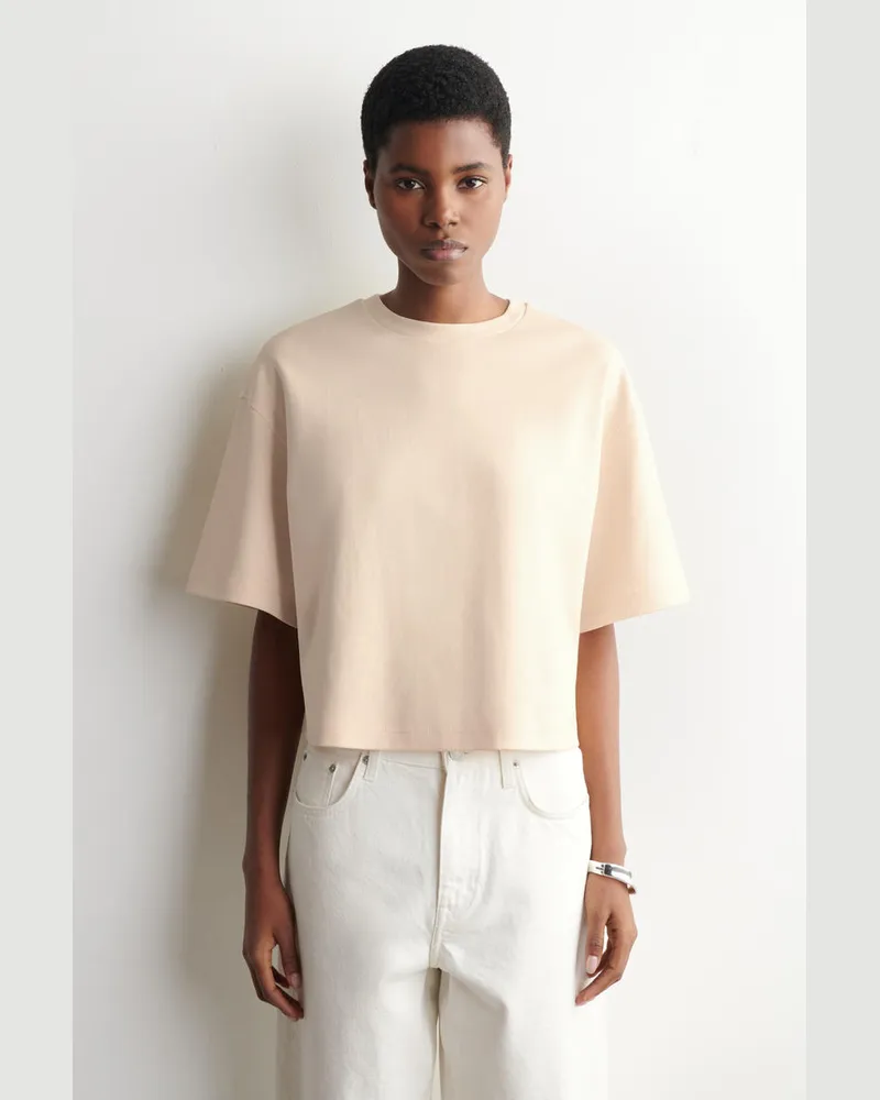 COS Kastenförmiges Oversized-T-Shirt Aus Baumwolle Beige
