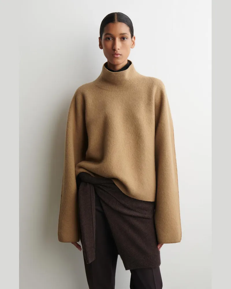 COS Strickpullover Uas Kochwolle Mit Kragen Beige