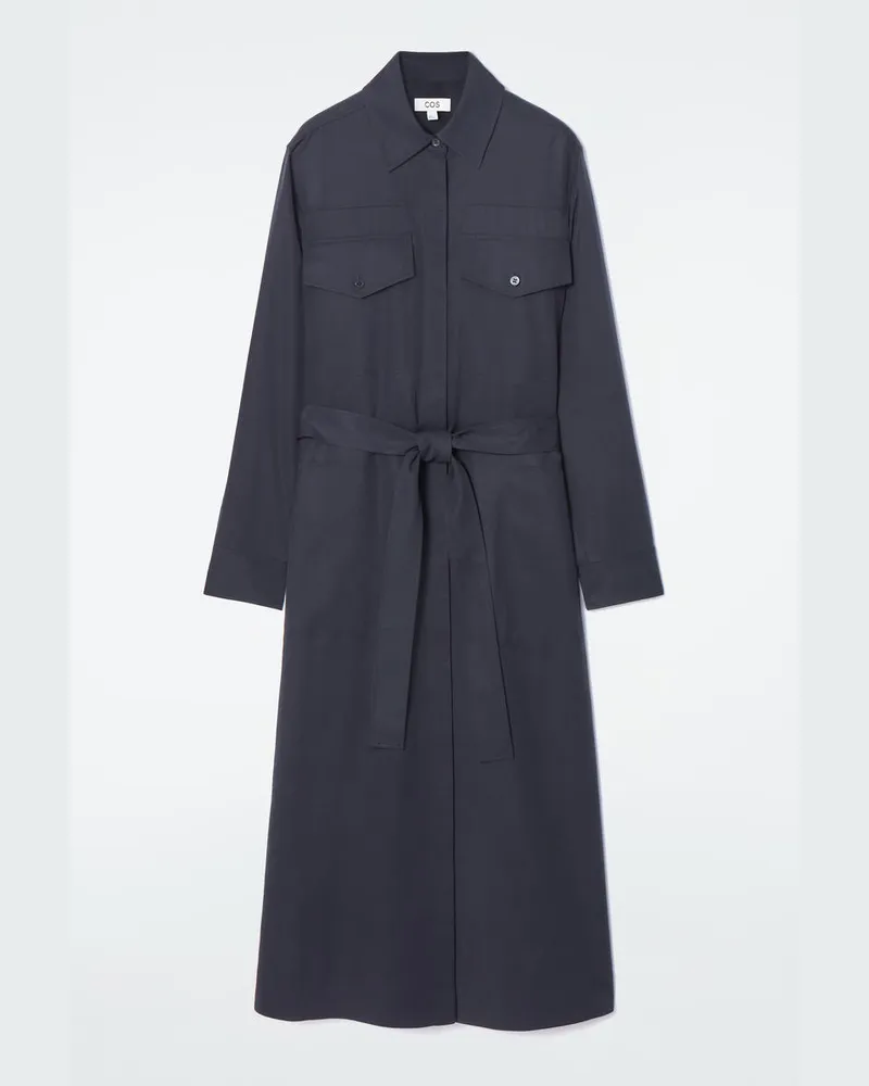 COS Hemdkleid In Midilänge Mit Gürtel Blau