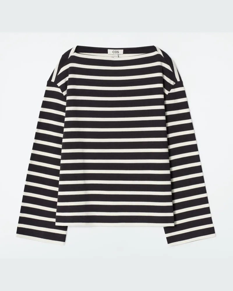 COS Gestreiftes Oberteil Mit U-Boot-Ausschnitt Blau