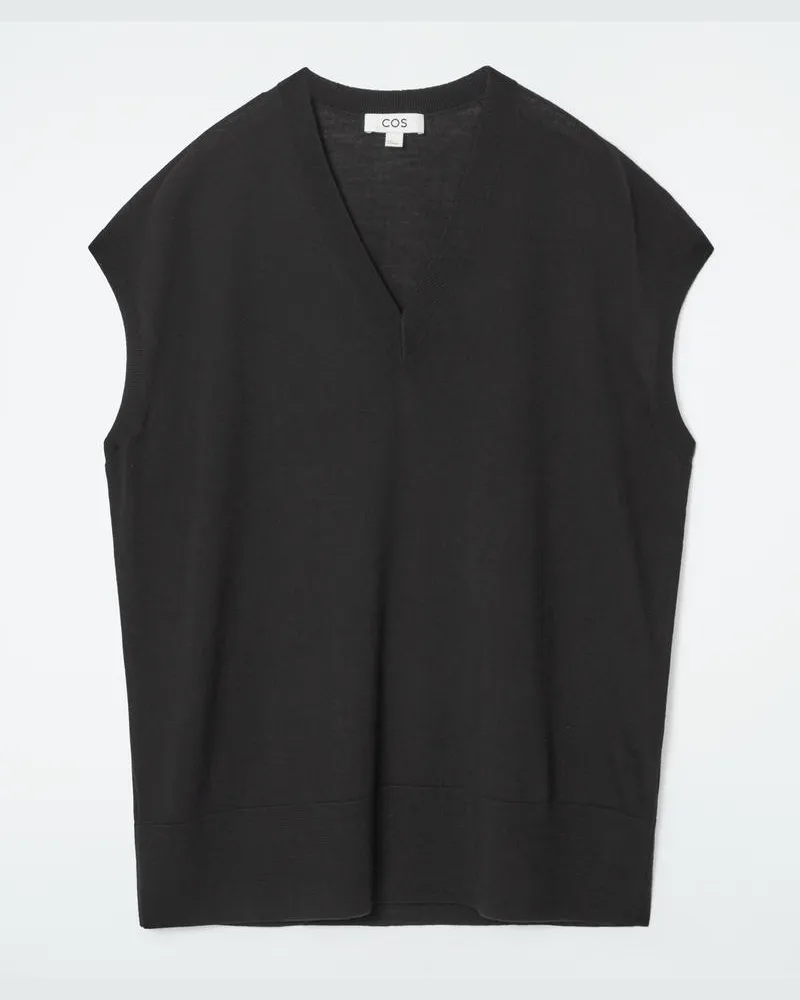 COS Pullunder Aus Merinowolle Mit V-Ausschnitt Schwarz