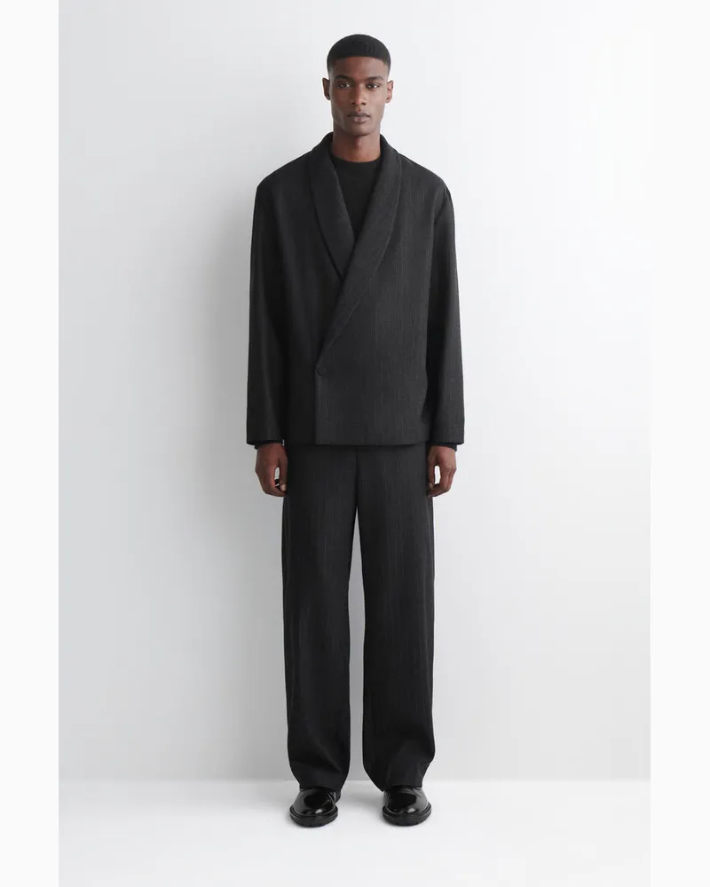 COS Lockere, Schmal Zulaufende Wollhose Mit Streifen Grau