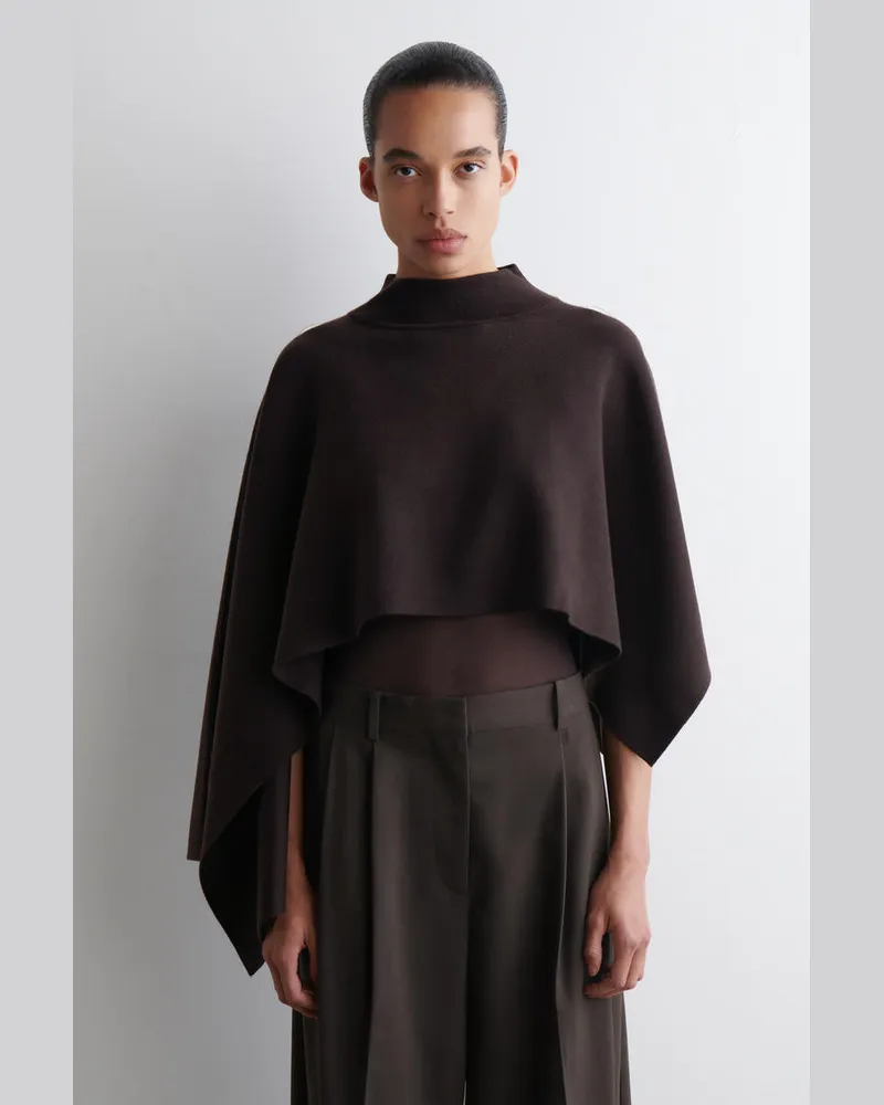 COS Asymmetrisches Cape Aus Wolle Braun