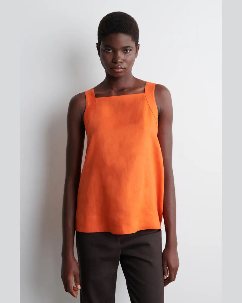 COS Top Aus Leinen Mit Bindedetail Hinten Orange
