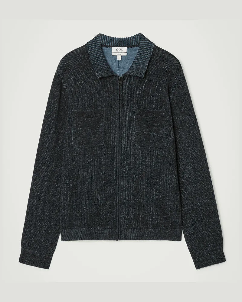 COS Lockere Zweifarbige Strick-Bomberjacke Blau