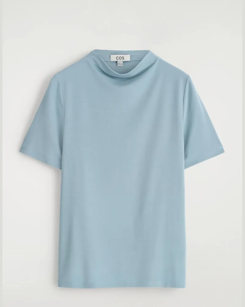 COS Drapiertes Jersey-T-Shirt Blau