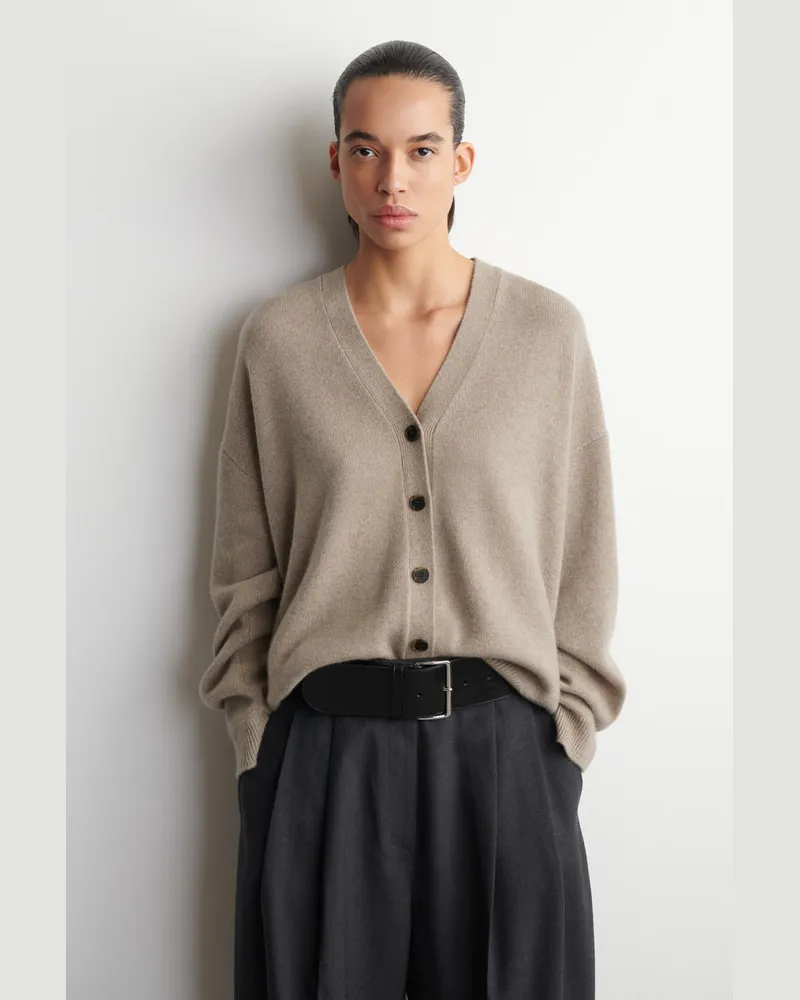 COS Strickjacke Aus Kaschmir Mit V-Ausschnitt Beige