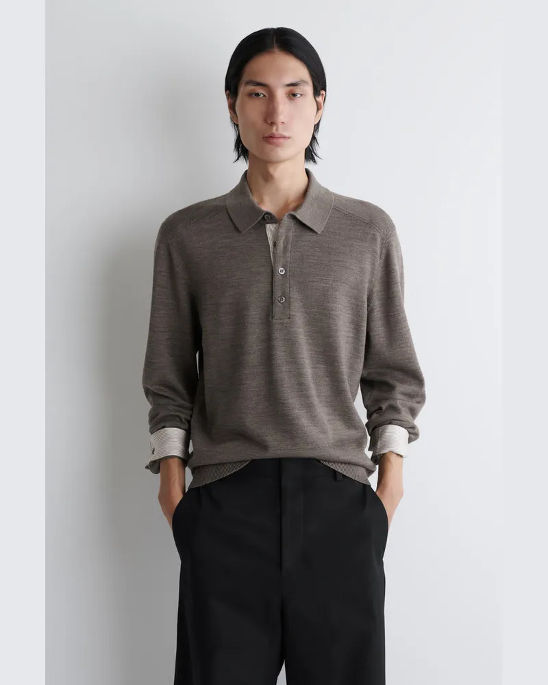 COS Gestricktes Poloshirt Aus Merinowolle Braun