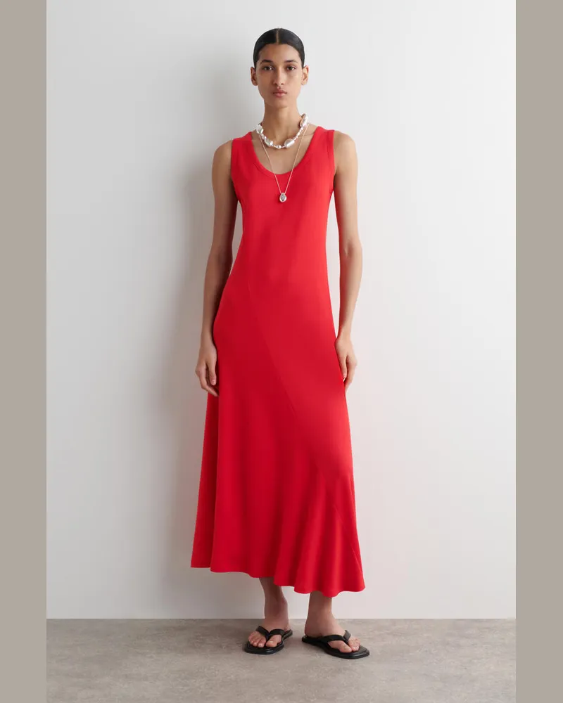 COS Asymmetrisches Midikleid Aus Jersey Rot