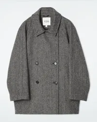 COS Doppelreihige Oversized-Cabanjacke Aus Wolle Grau