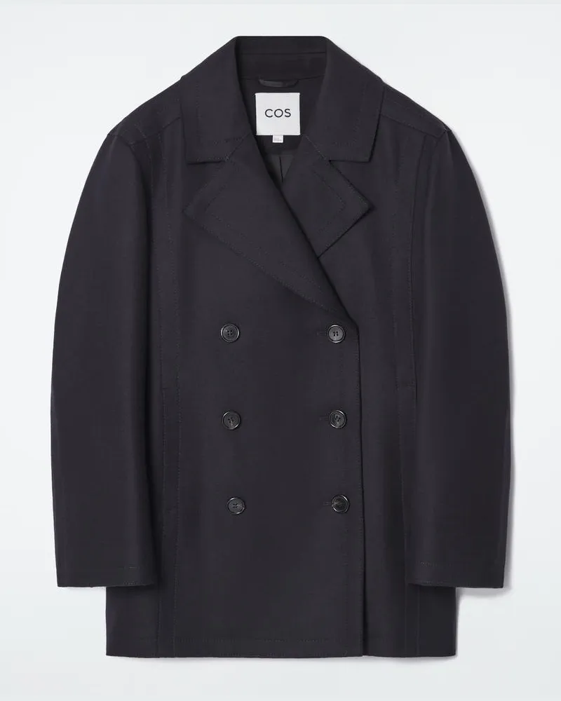 COS Lockere Cabanjacke Aus Wolle Blau