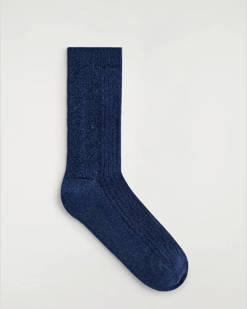COS Gerippte Socken Aus Lurex Blau