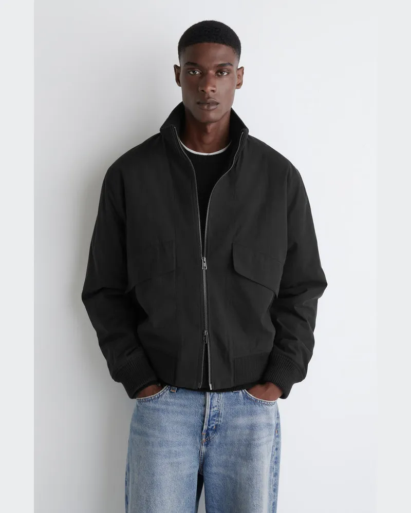 COS Gepolsterte Fliegerjacke Aus Baumwolle Schwarz