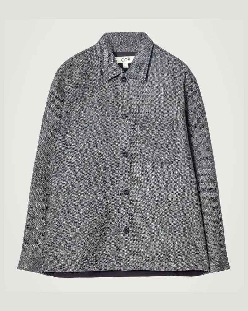 COS Strukturierte Hemdjacke Aus Woll-Mix Grau