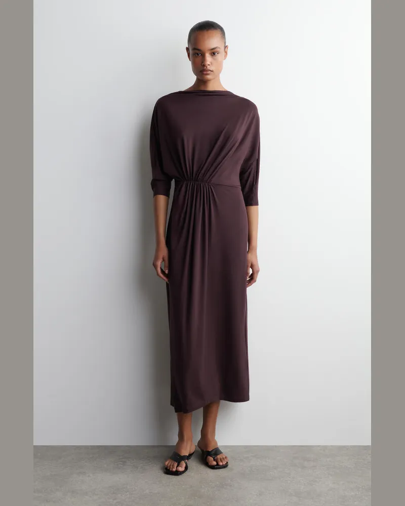 COS Drapiertes Midikleid Mit Raffungen An Der Taille Rot