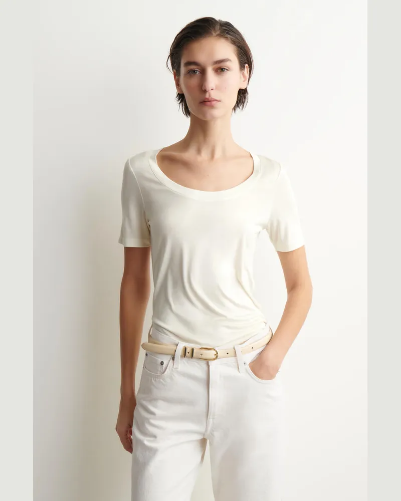 COS Schmales T-Shirt Aus Seide Weiß