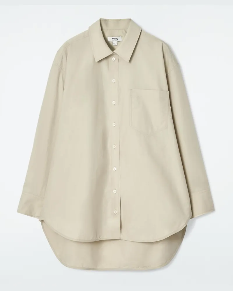 COS Oversized-Hemd Mit Abgerundetem Saum Beige